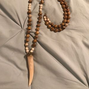 Boho tusk pendant necklace
